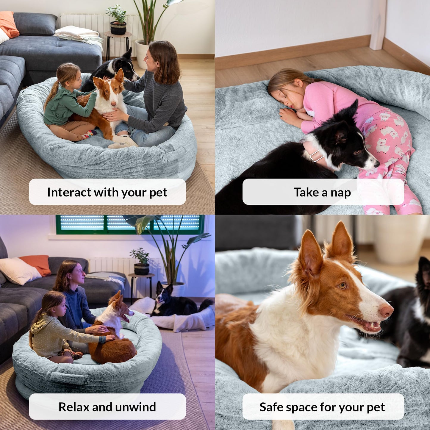 Trelsanopaws Human Dog Bed for Adults & Pets - Warm Beanbag Bed with Detachable Cover