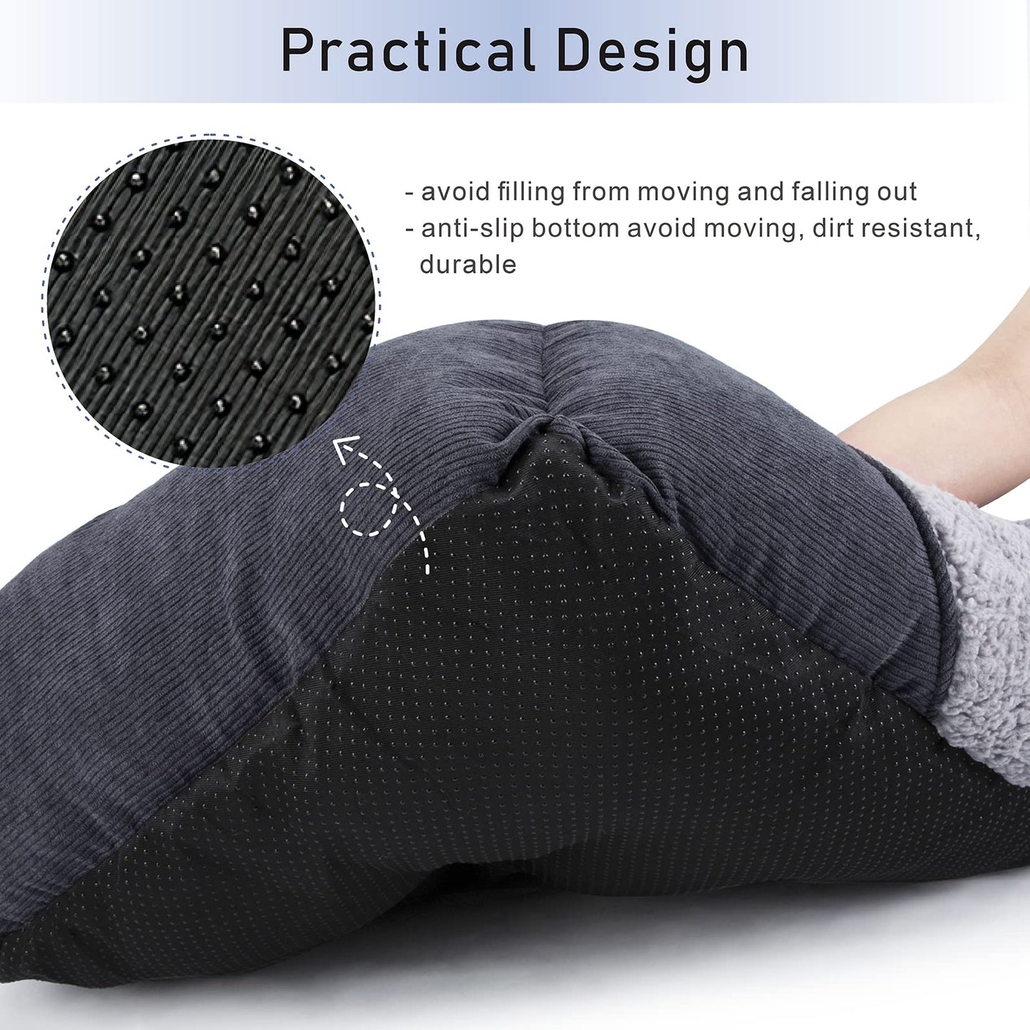 Trelsanopaws Large Dog Bed - Super Soft Wool Fleece Sofa Bed with Striped Corduroy Design (76 x 61 x 23 cm)