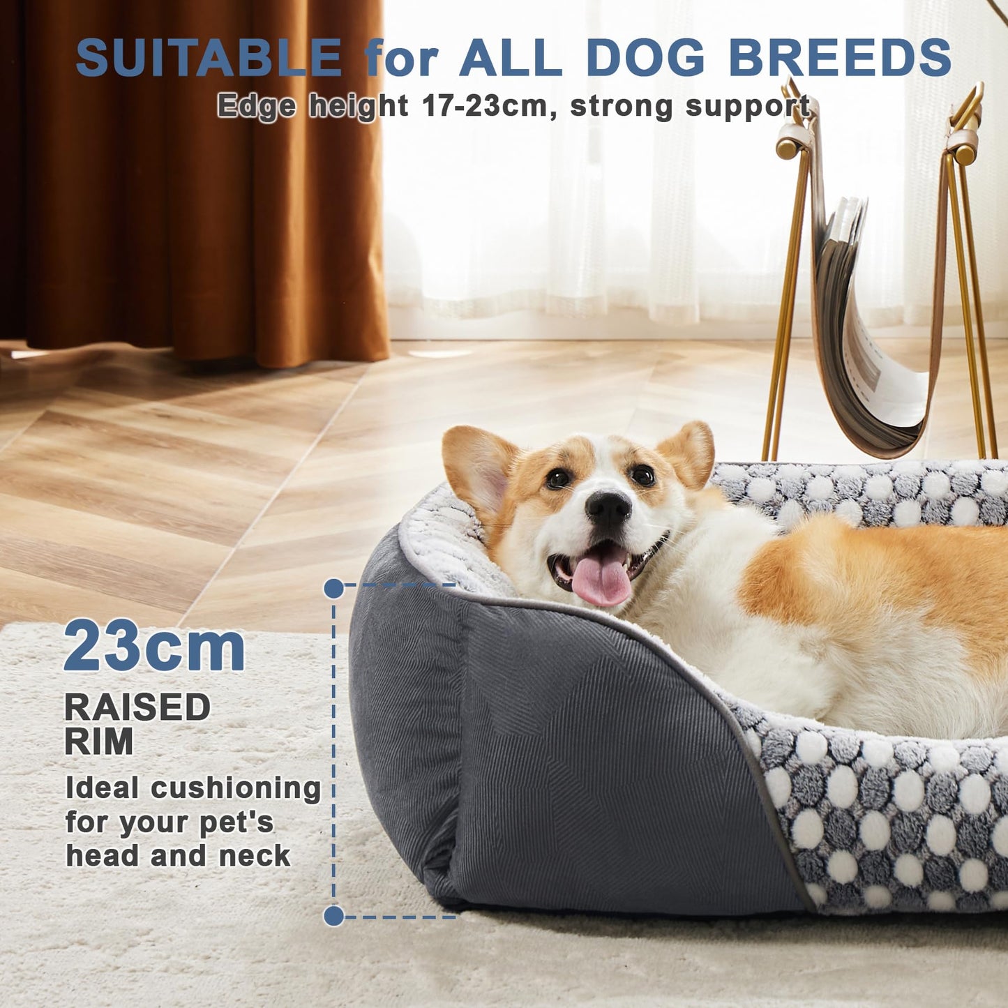 Trelsanopaws Extra Large Dog Bed - Washable Sofa Bed for XXL Dogs, Prevents Bone Diseases (90 x 65 x 23 cm)