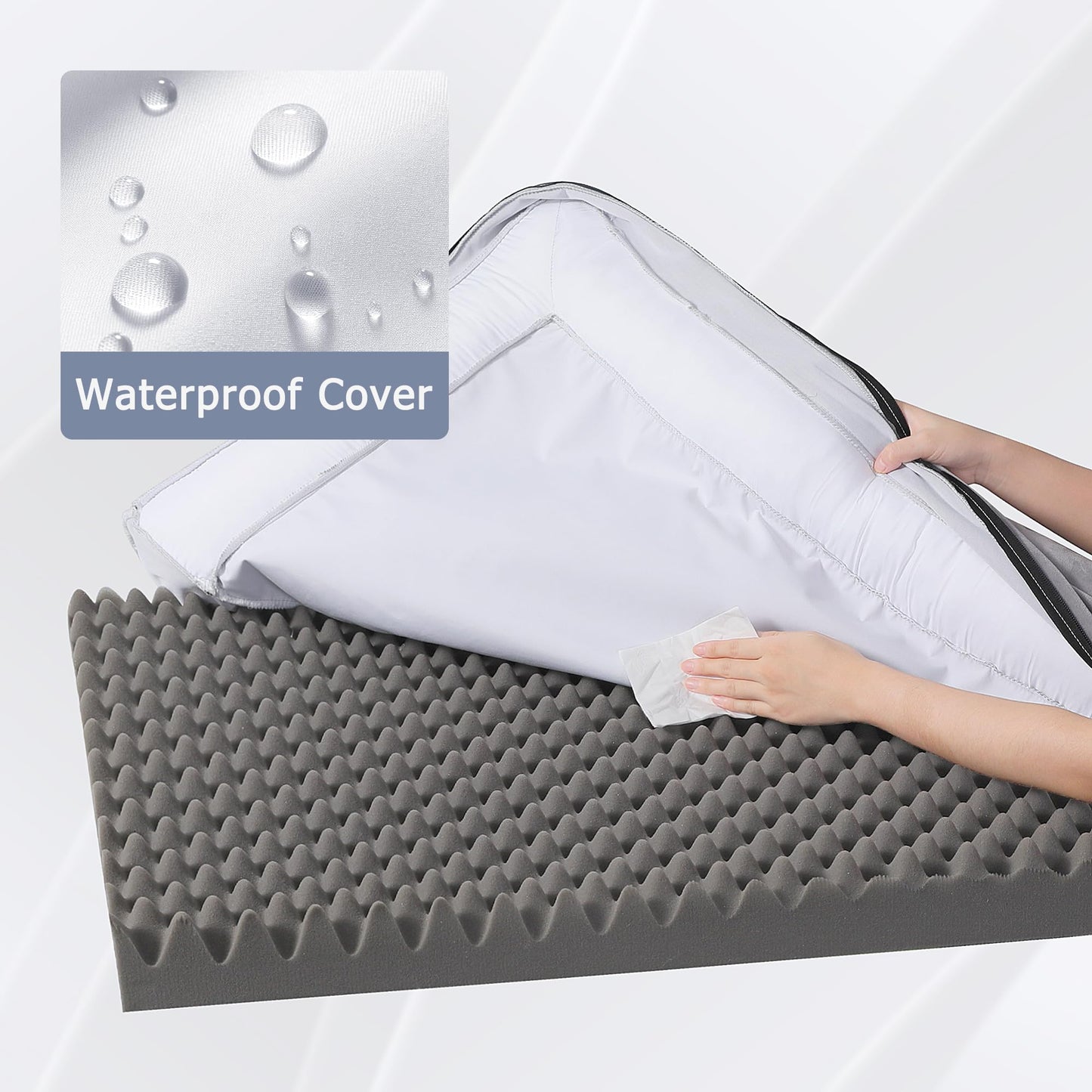 Trelsanopaws Large Orthopedic Dog Bed - Washable with Removable Cover & Waterproof U-Shape Bolster (106 x 76 x 19 cm, Grey)