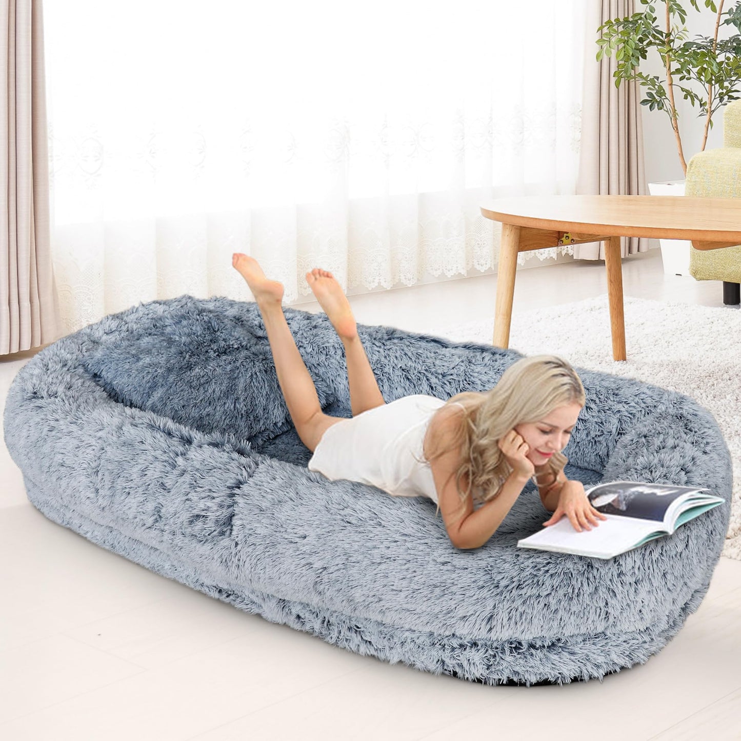 Trelsanopaws Human Sized Dog Bed XXL - Extra Large Bed for Adults & Pets with Removable Cover (185 x 110 x 35 cm)