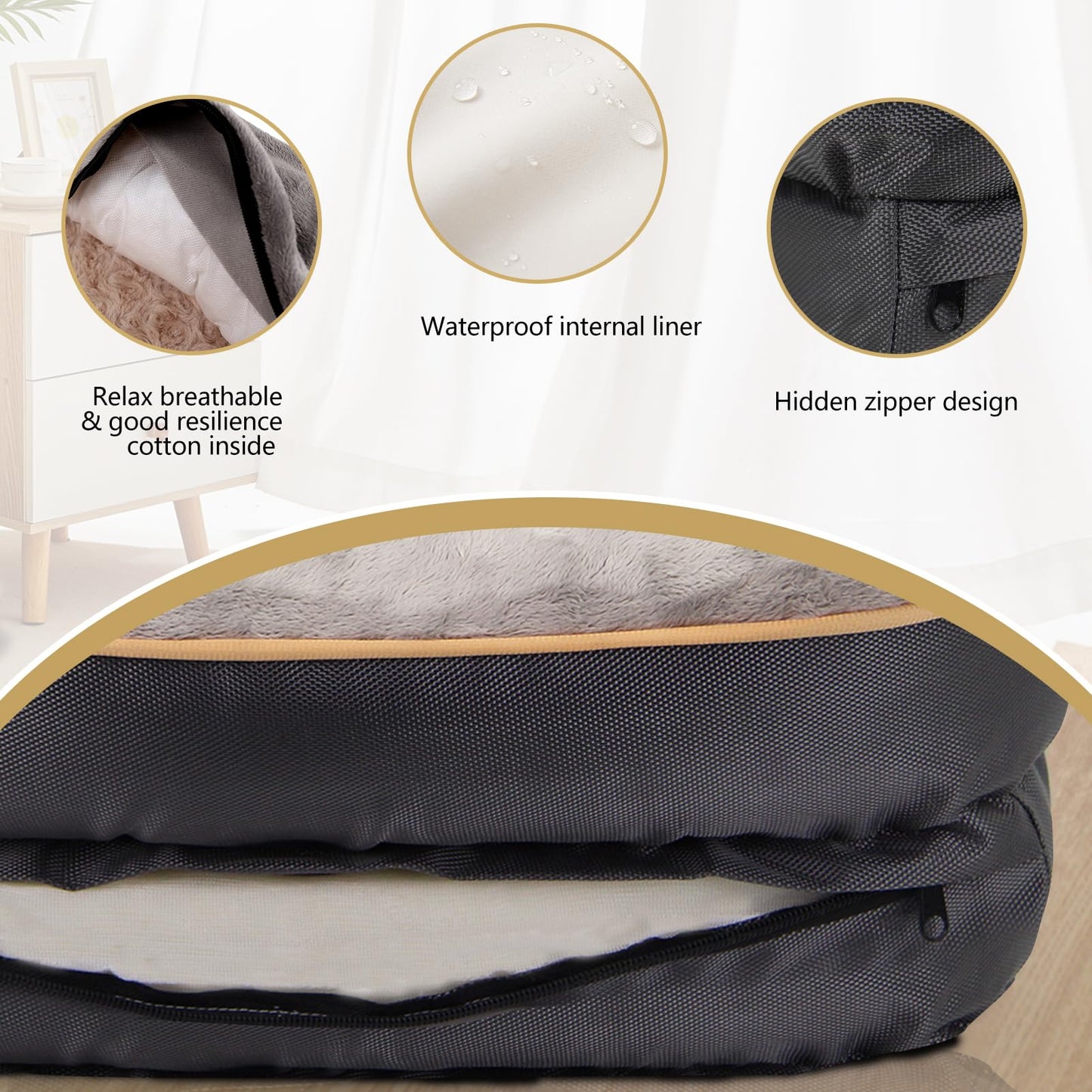 Trelsanopaws XLarge Memory Foam Orthopedic Dog Bed - Sofa with Removable Washable Cover & Squeaker Toy Gift