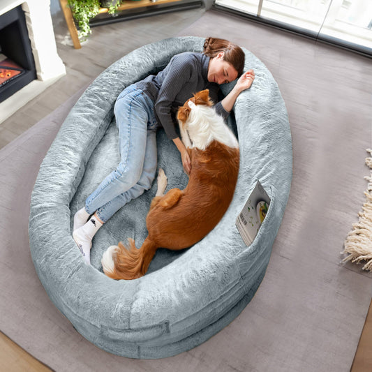 Trelsanopaws Human Dog Bed for Adults & Pets - Warm Beanbag Bed with Detachable Cover