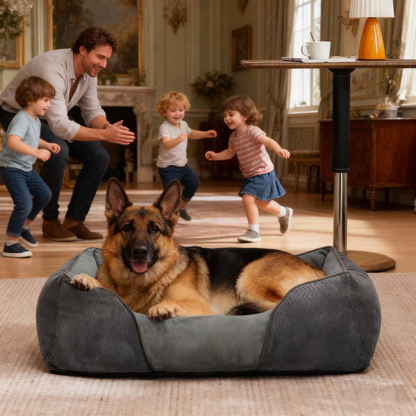 Trelsanopaws Extra Large Dog Bed - Washable Memory Foam & High Rebound Cotton, Supports Head/Neck/Spine (90 x 65 x 23 cm, for 40kg Dogs)