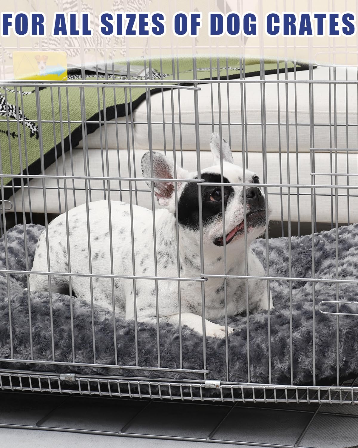 Trelsanopaws Large Dog Bed - Washable Calming Crate Mattress with Non-Skid Bottom & Anti-Anxiety Cushion (90 x 60 x 8 cm, Dark Grey)