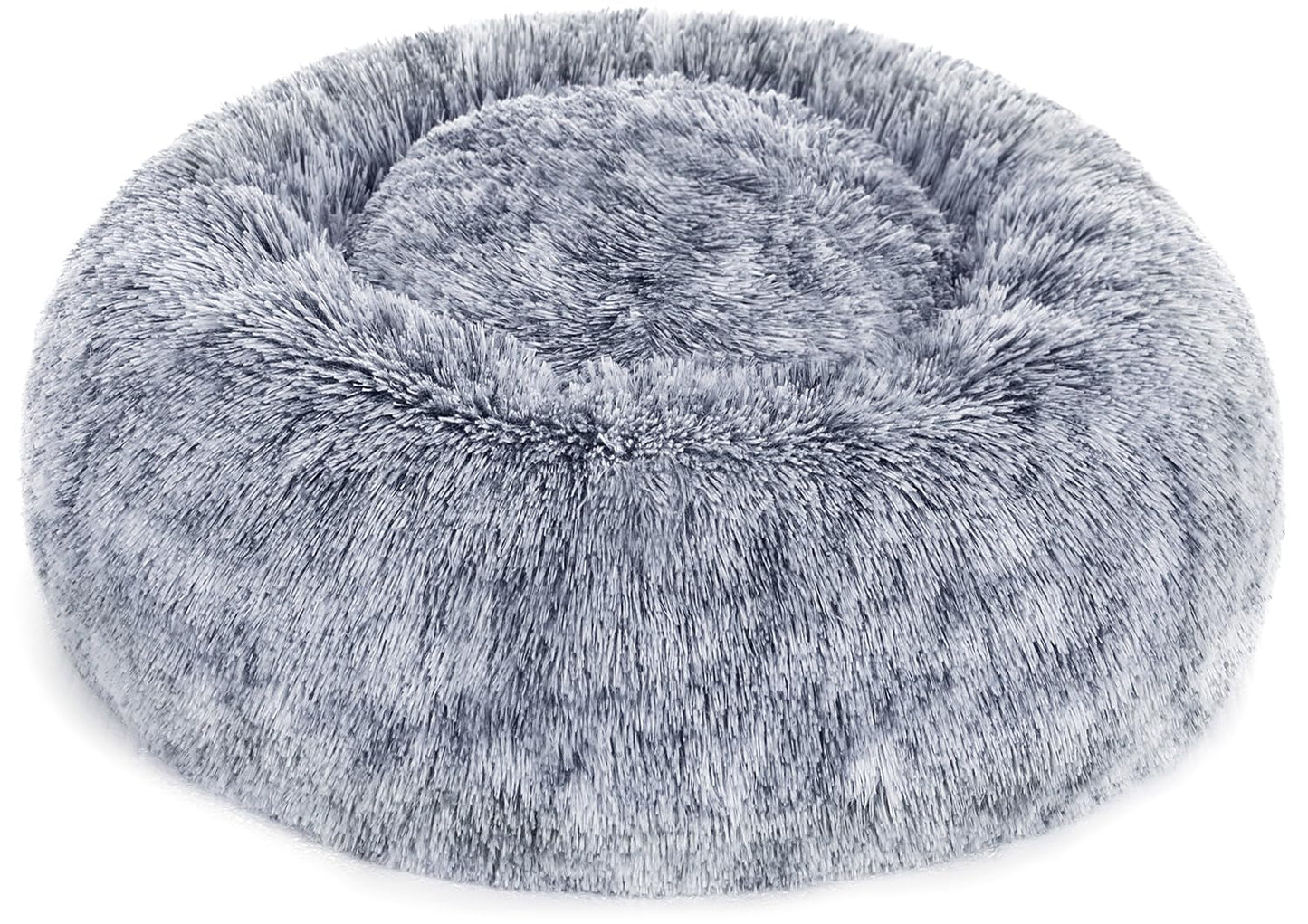 Trelsanopaws Fluffy Dog & Cat Bed - Washable Doughnut Cushion with Removable Padding (50 cm Diameter, Light Grey)