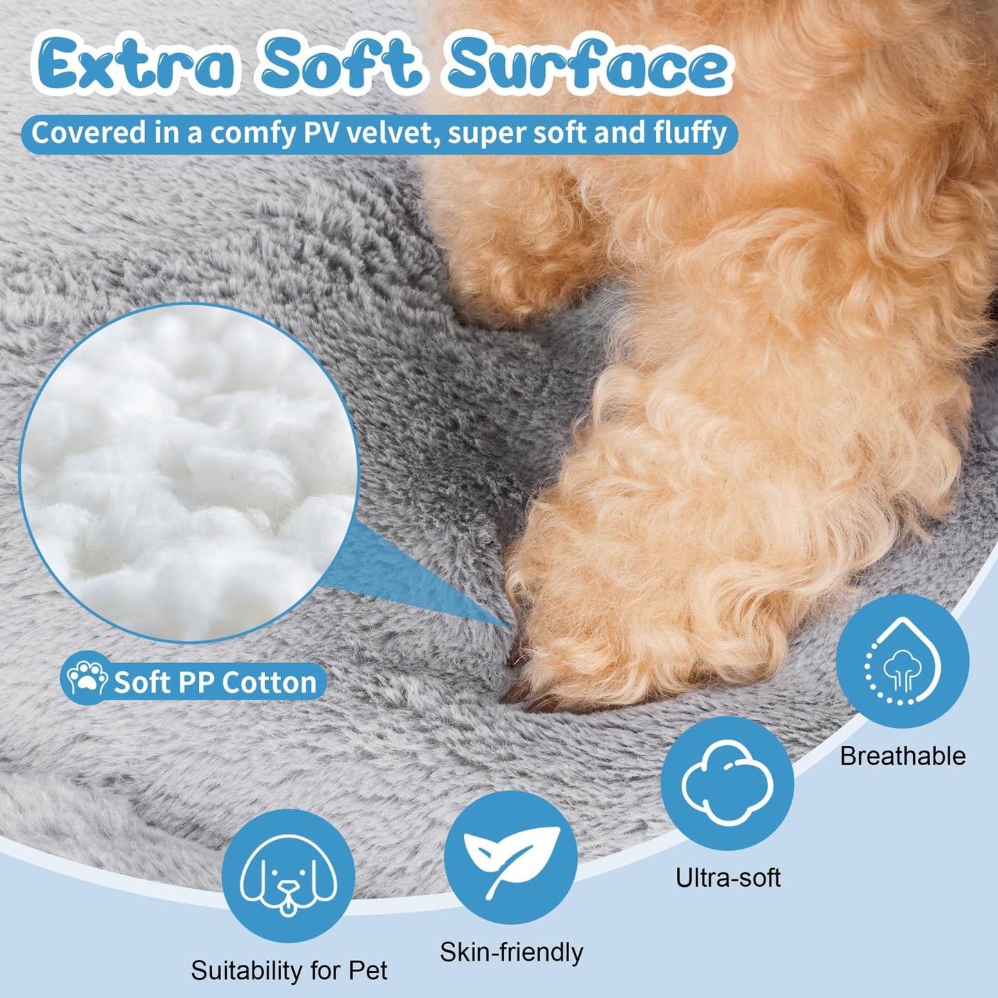 Trelsanopaws Large Dog Bed - Washable Cushion Mattress for Medium & Large Dogs (90 x 60 cm, Grey)