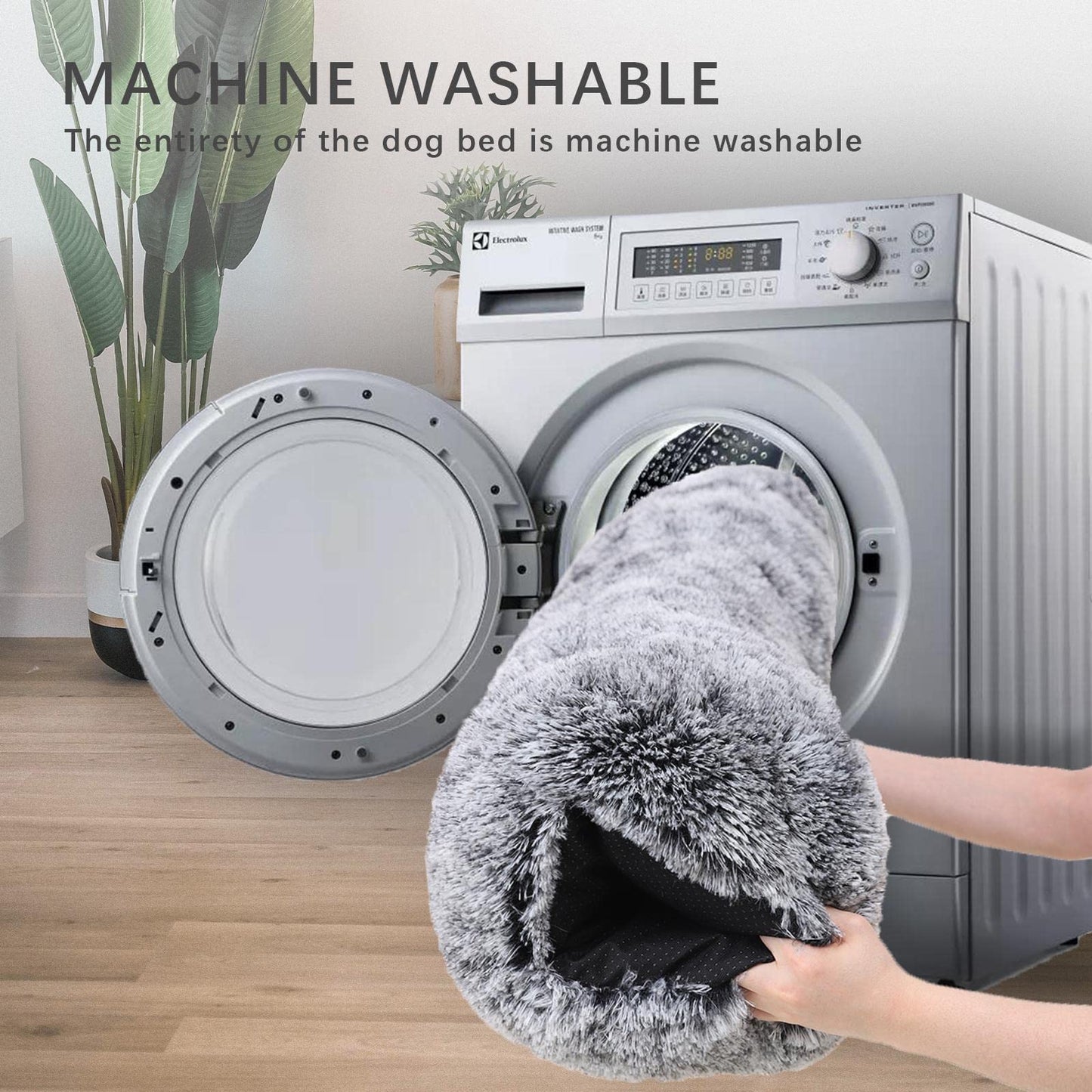 Trelsanopaws Large Dog Bed - Washable Calming Fluffy Dog Mattress with Anti-Slip Bottom (90 x 60 x 8 cm)