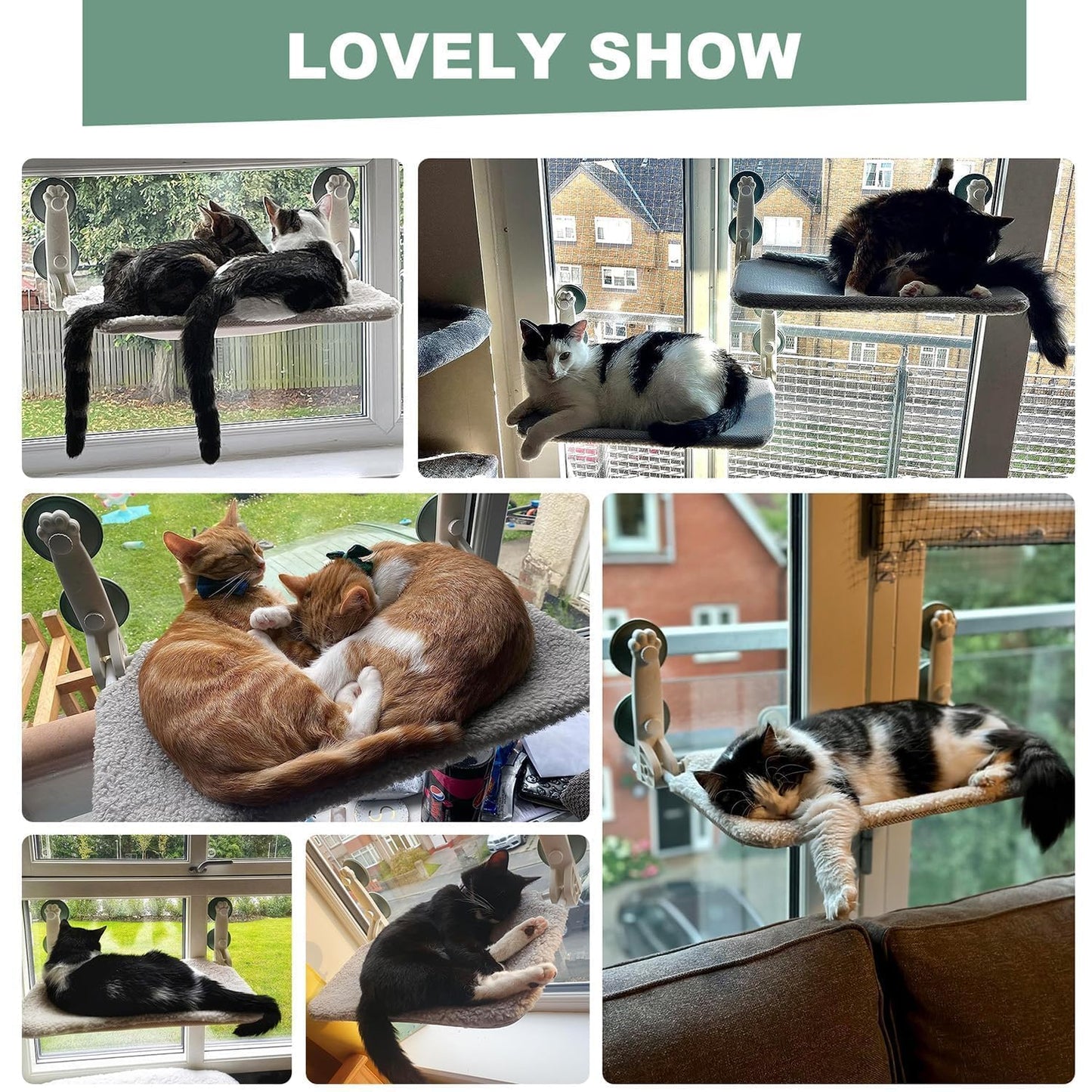 Trelsanopaws Cat Window Bed Hammock - Foldable Perch with Reversible Mat & Strong Suction Cups (54 x 30 cm, Grey)