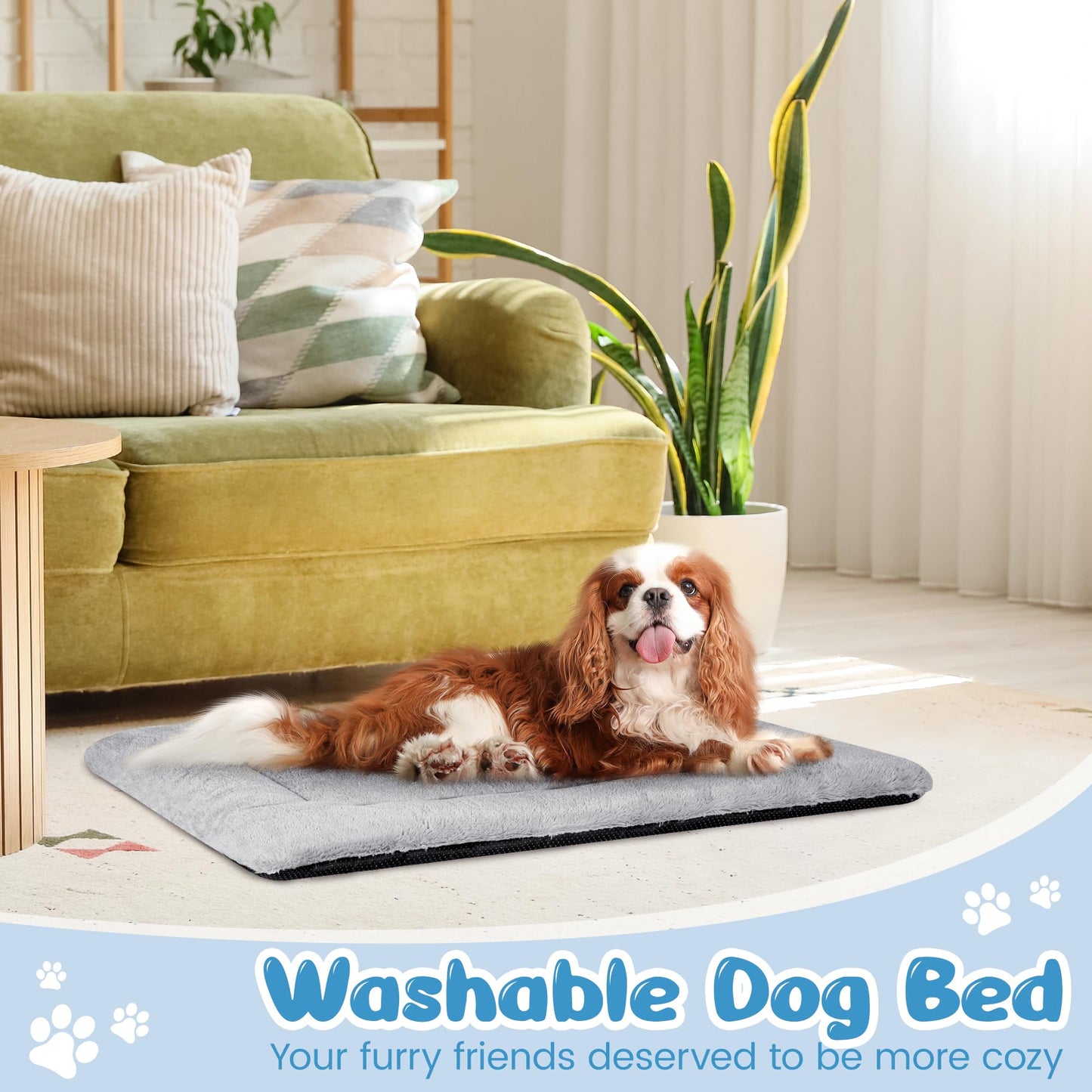 Trelsanopaws Large Dog Bed - Washable Cushion Mattress for Medium & Large Dogs (90 x 60 cm, Grey)