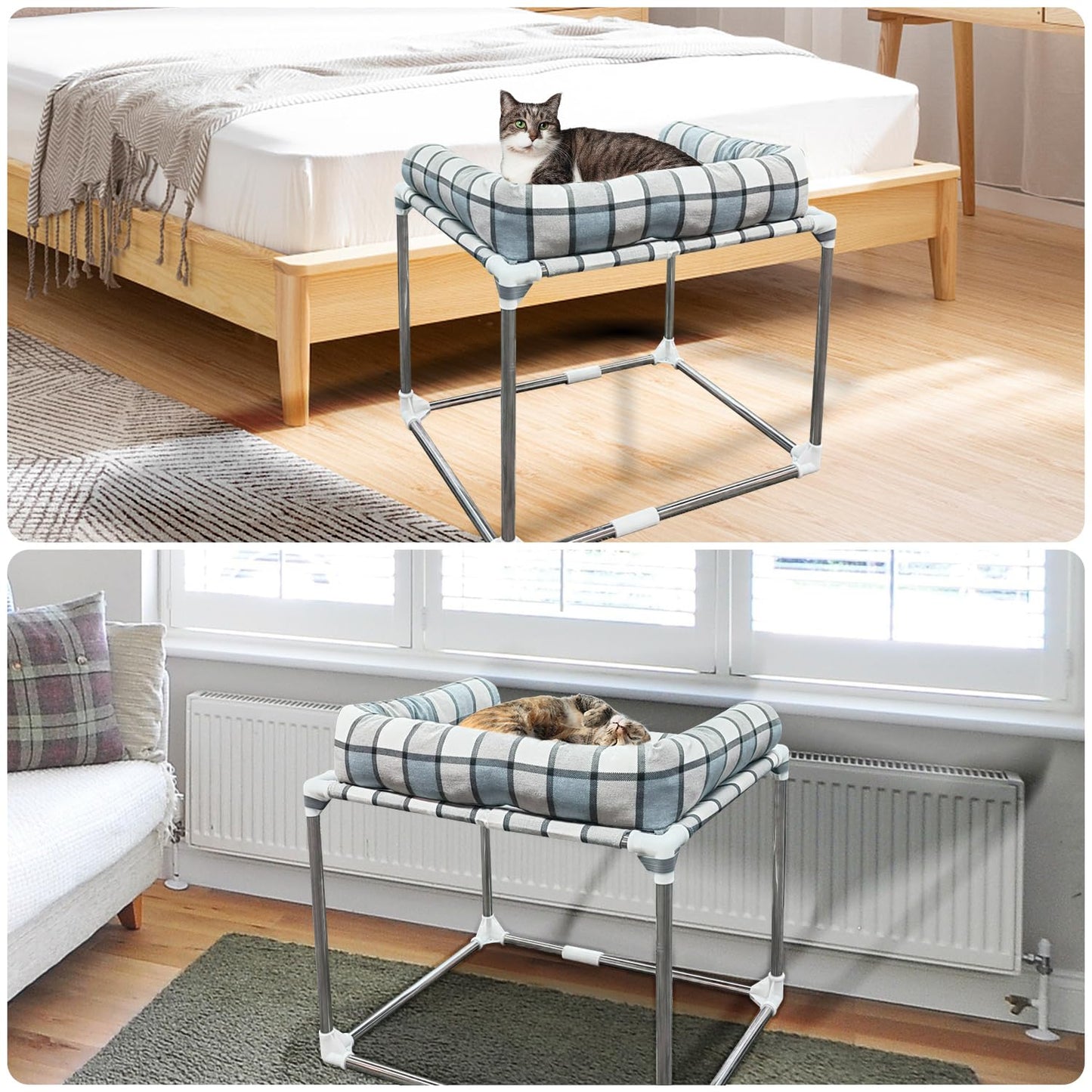 Trelsanopaws Bedside Cosleeper Dog Bed with Pillow Extension - Raised Pet Bed with Window Perch