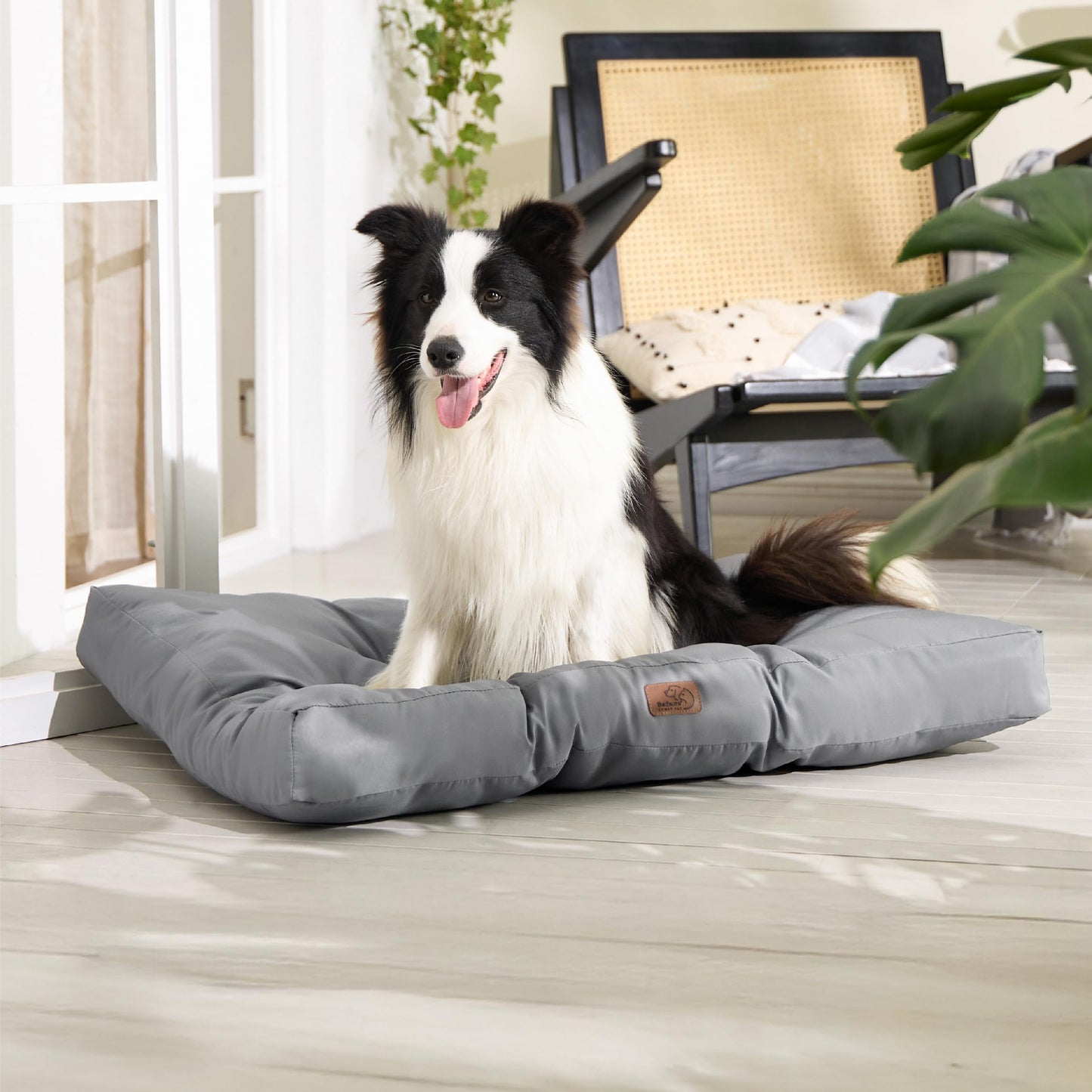 Trelsanopaws Large Washable Dog Bed - Flat Mattress with Oxford Fabric & Water-Resistant Pet Pillow (91 x 68 x 10 cm, Grey)