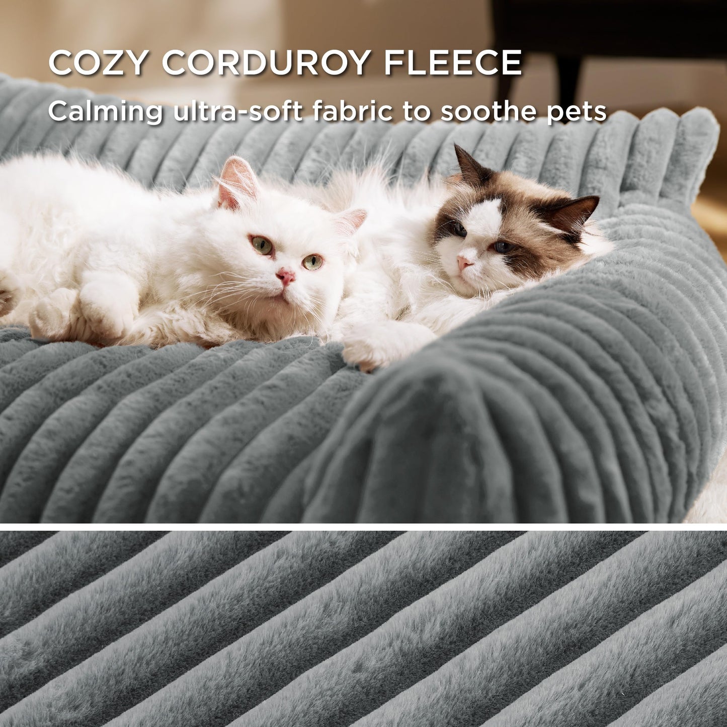 Trelsanopaws Washable Cat Sofa Bed - Large Indoor Bed with Removable Cover for Cats & Small Dogs (61 x 46 x 25 cm, Dark Grey)