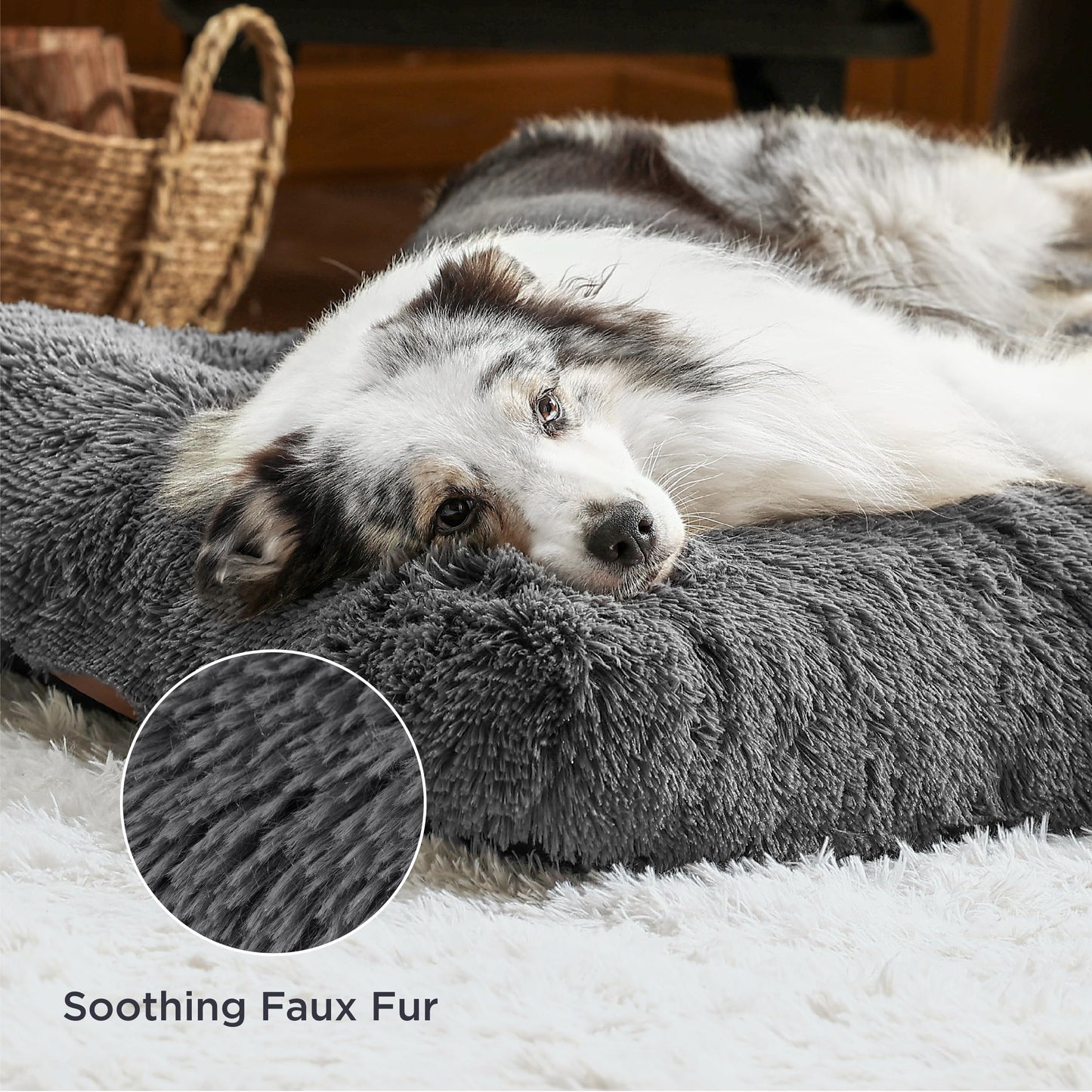 Trelsanopaws Extra Large Dog Crate Bed - Fluffy Washable Mattress with Anti-Slip Bottom (104 x 69 cm, Dark Grey)