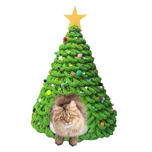 Christmas Tree Cat House | Kitten Cave Beds Material Set | Comfortable Cave Bedding Tent Furniture House Craft for Cats Dogs Pets Winter Family