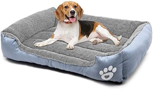 Trelsanopaws Soft & Fluffy Pet Bed - Anti-Anxiety Washable Bed for Dogs & Cats with Non-Slip Base (Large, Grey)