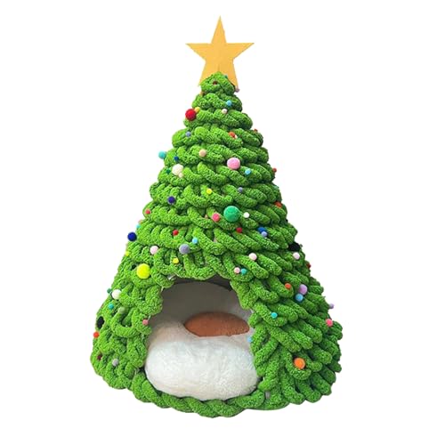 Bexdug Cat Christmas Tree Bed,Kitten Beds Tent Material Set | Comfortable Cave Bedding Tent Furniture House Craft for Cats Dogs Pets Winter Family