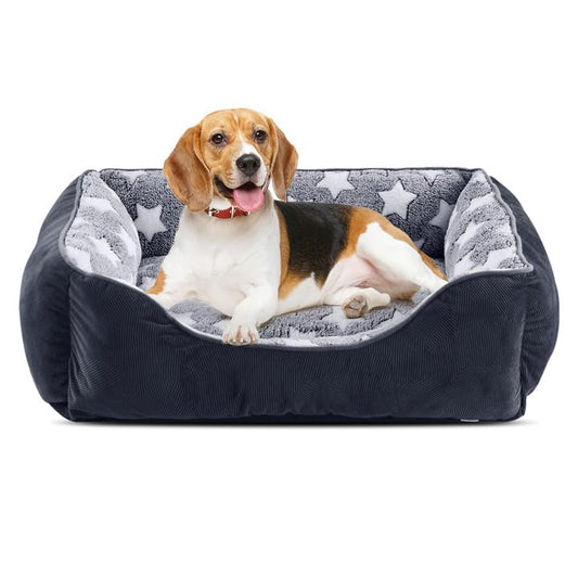 Trelsanopaws Medium Dog Bed - Super Soft Washable Pet Bed (64 x 53 cm, Grey) for Small to Large Dogs