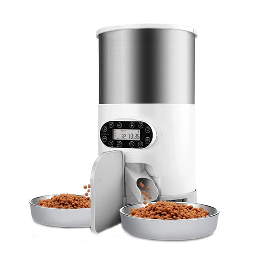6.5L Automatic Cat Feeder for Multiple Cats, Cat Dry Food Dispenser with Voice Record, Timed Cat Feeder Pet Feeder Dog Food Dispenser Automatic Feeder for Cats Dogs,2 Bowls