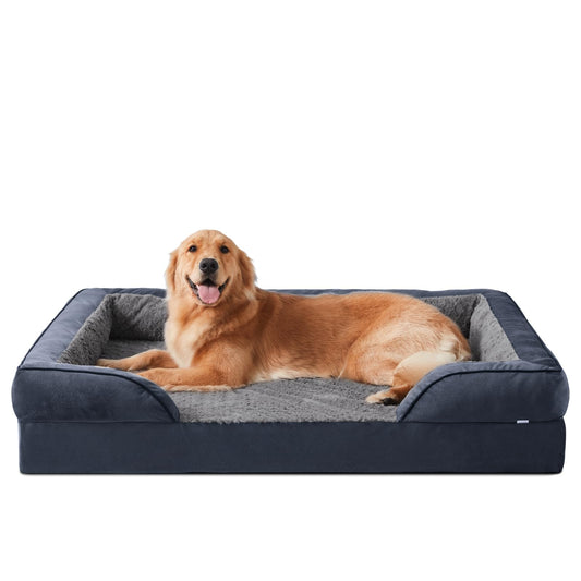 Trelsanopaws Extra Large Orthopedic Memory Foam Dog Bed - Washable Bed for Dogs up to 90lbs (Grey)