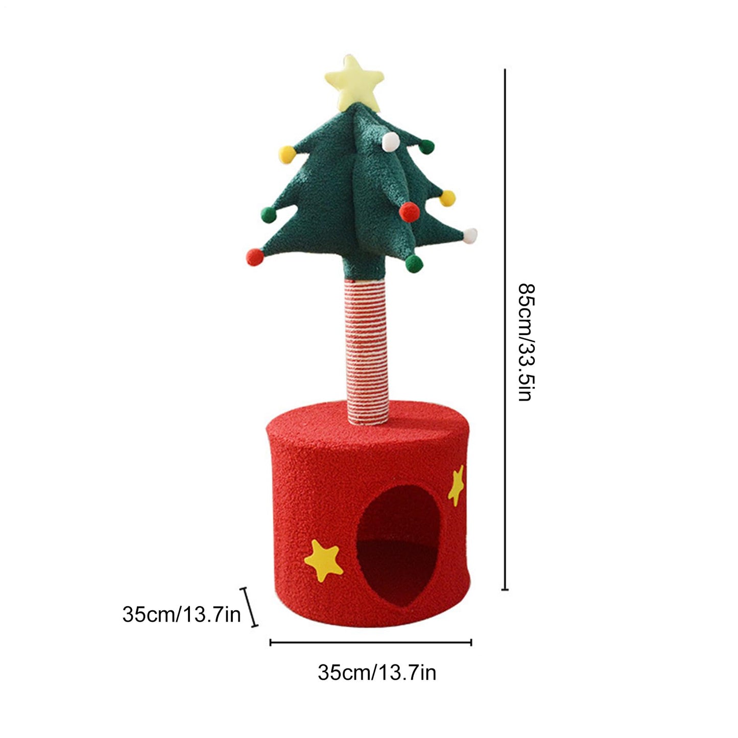 Christmas Tree Cat Tower, Indoor Christmas Scratching Posts Tree Toy, Soft Kitten Bed Play Post for Indoor Outdoor Halloween Birthday Pet Home Play Kitten