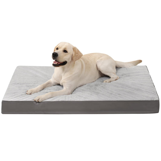 Trelsanopaws Large Orthopedic Dog Bed - Waterproof Washable Mattress with Removable Cover, Egg Foam Crate Mat (105 x 70 cm, Grey)