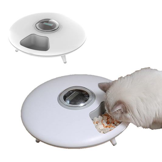 Foern 6 Meal Automatic Cat Dog Feeder, Wet & Dry Food Pet Feeder with Programmable Timer, Auto Dispenser for Small Pets, White