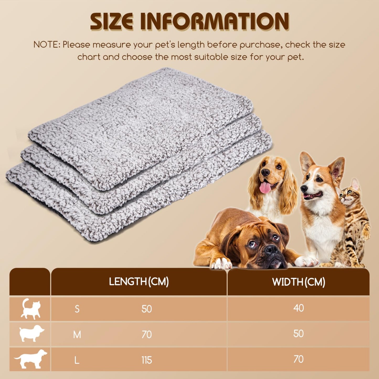 Trelsanopaws Self-Heating Cat & Dog Bed - Soft Warm Thermal Pet Pad, Washable Cushion (50 x 40 cm)