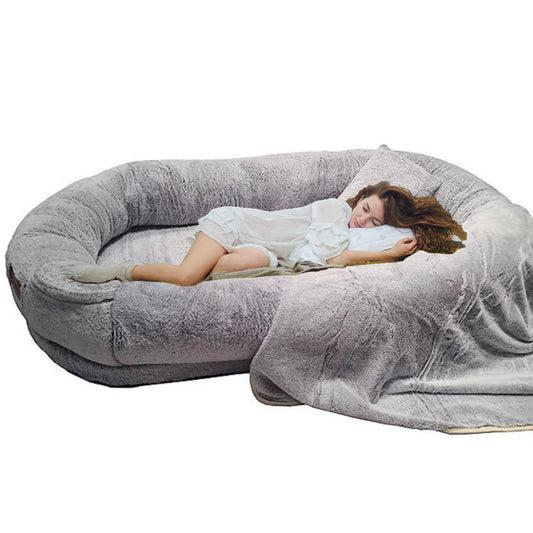 Trelsanopaws Extra Large Human Dog Bed - Fluffy Beanbag with Waterproof Washable Faux Fur for Giant Dogs & Adults