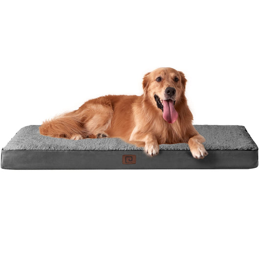 Trelsanopaws Large Orthopedic Dog Bed - Mattress with Removable Washable Cover (91 x 68 x 9 cm, Grey)