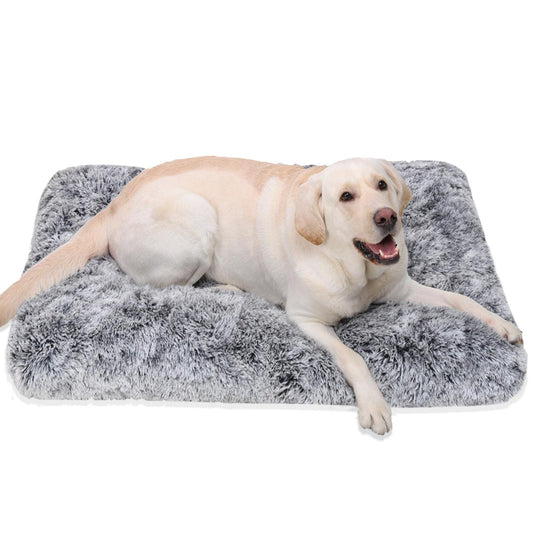 Trelsanopaws Large Dog Bed - Washable Calming Fluffy Dog Mattress with Anti-Slip Bottom (90 x 60 x 8 cm)
