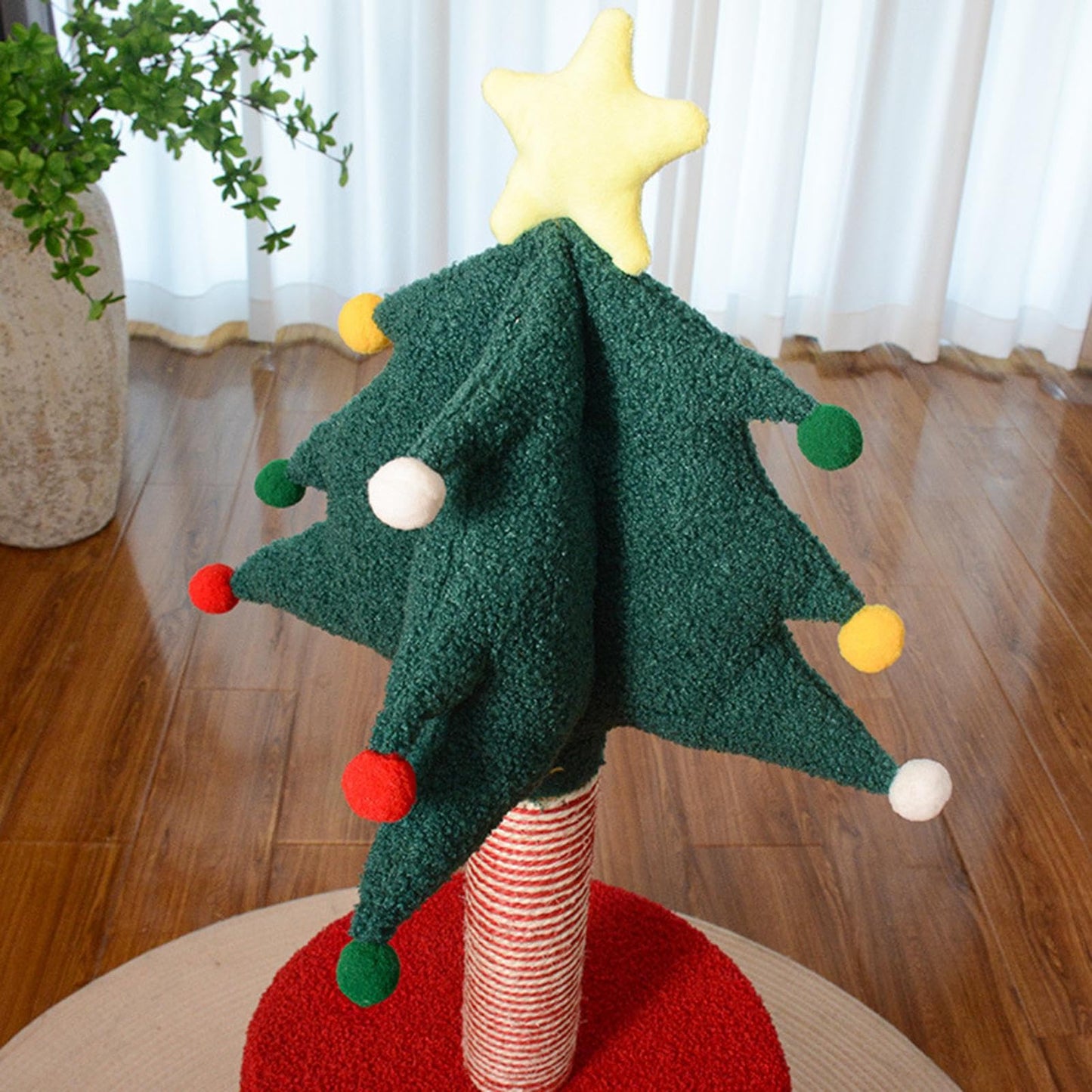 Christmas Tree Cat Tower, Indoor Christmas Scratching Posts Tree Toy, Soft Kitten Bed Play Post for Indoor Outdoor Halloween Birthday Pet Home Play Kitten