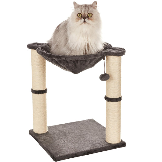 Trelsanopaws Cat Tree Tower - Scratching Post & Hammock Bed for Indoor Cats (16 x 20 x 16 inches, Grey)