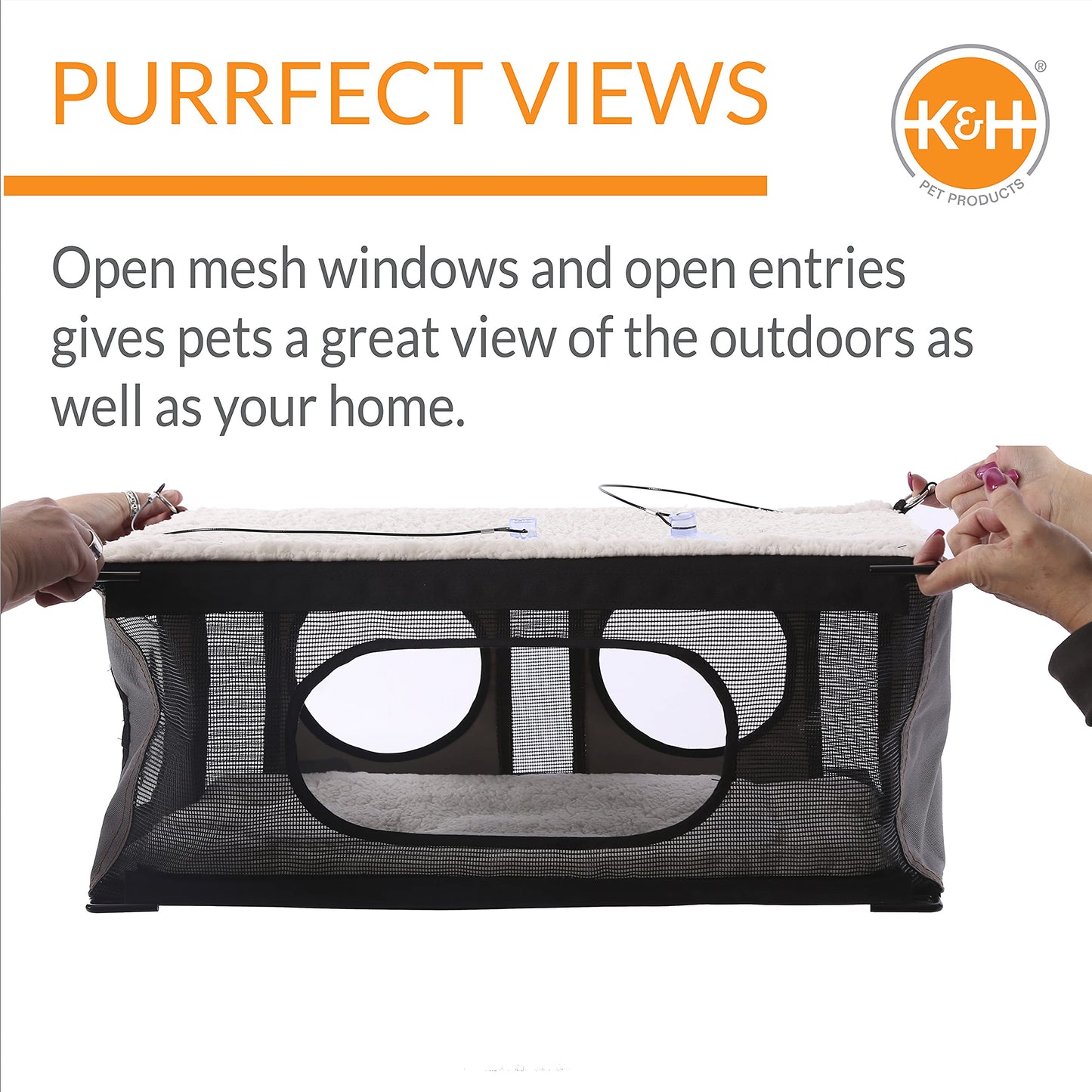 K&H Pet Products EZ Mount Penthouse Townhouse 2 Shelf Window Mount Cat Tree Kitty Tower Cat Furniture
