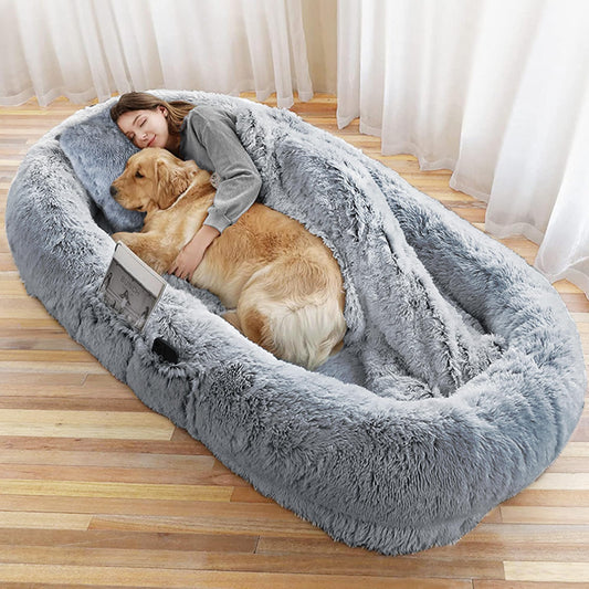 Trelsanopaws Human Sized Dog Bed XXL - Extra Large Bed for Adults & Pets with Removable Cover (185 x 110 x 35 cm)