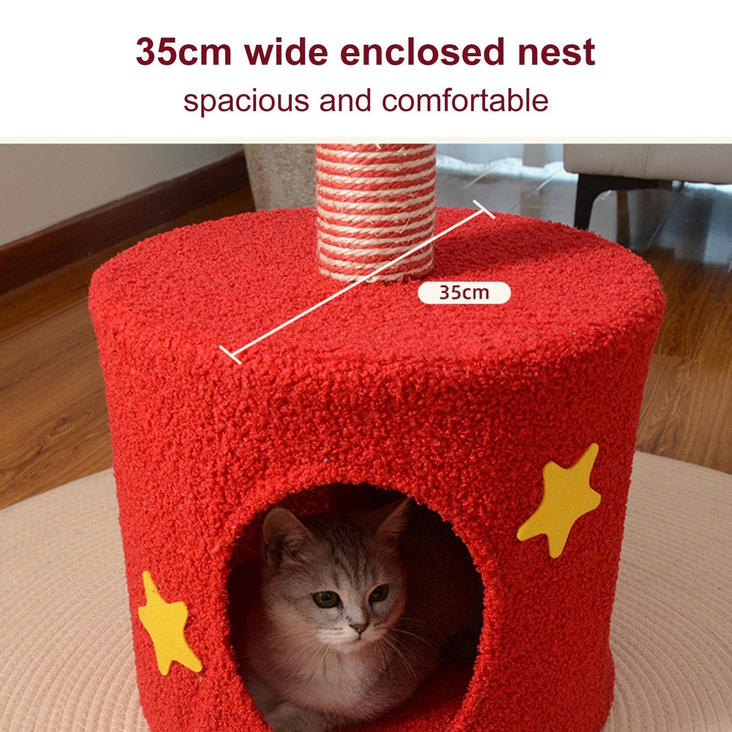 Christmas Tree Cat Tower, Indoor Christmas Scratching Posts Tree Toy, Soft Kitten Bed Play Post for Indoor Outdoor Halloween Birthday Pet Home Play Kitten